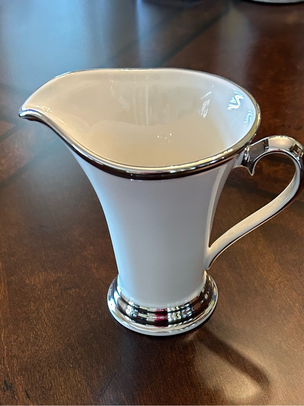 Lenox Solitaire Dimensions White and Platinum Porcelain Creamer